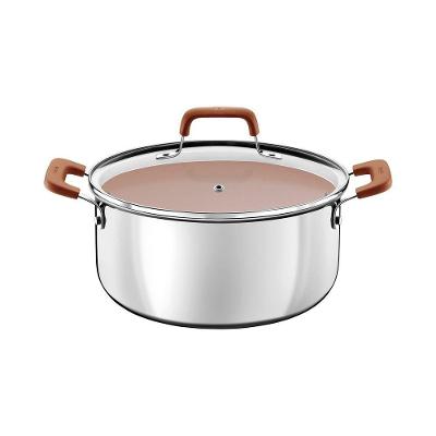 Caçarola Tramontina Romagna Aço Inox Alumínio Cerâmico Marfim 24 Cm 5,24 L Tramontina