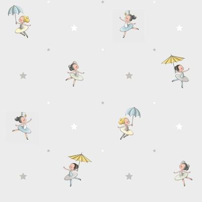 Papel De Parede Treboli Cinza Bailarinas 5821 - Rolo 10m X 0,53m