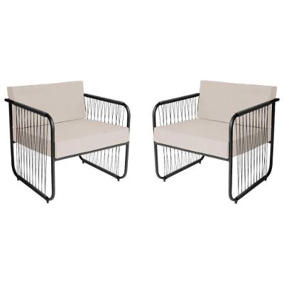 Conjunto 2 Poltronas área Externa Fibra Sintética Córdova Preto-branco