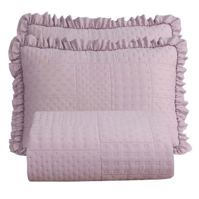 Colcha Babado Casal Fluffy 3 Peças s 100% Poliéster Rosé