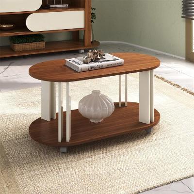 Mesa De Centro Mdf Sala De Estar 91 Cm 4619 Cedro Off White Arly