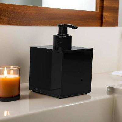 Porta Sabonete Líquido Acrílico Premium Dispenser álcool Gel Cubo 200ml Para Banheiro Lavabo Preto