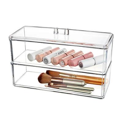 Organizador De Cosméticos Em Acrílico Com Tampa Ideal Para Maquiagem E Acessórios