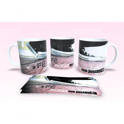 Caneca De Porcelana 325ml Decorada Frases Religiosas Estampa 57