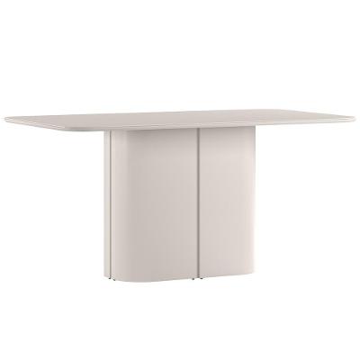 Mesa De Jantar 6 Lugares Retangular Tampo Vidro Verbena N01 Off White - Lyam Decor