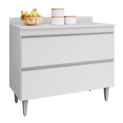 Balcão De Cozinha Com Tampo 100cm 2 Portas Julia Z34 Branco - Mpozenato