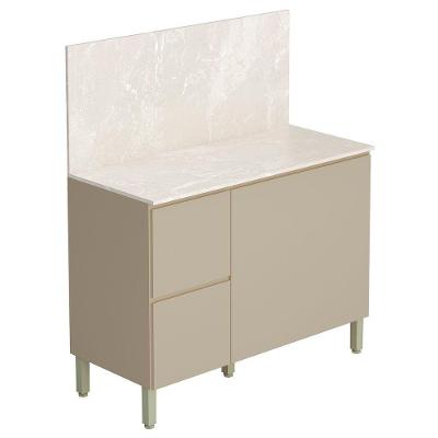 Balcão De Cozinha Com Tampo 120cm 3 Portas Minsk Z06 Vanilla - Mpozenato