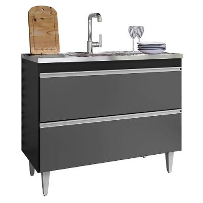 Balcão De Cozinha Com Pia Inox 100cm Julia Z34 Preto/grafite - Mpozenato