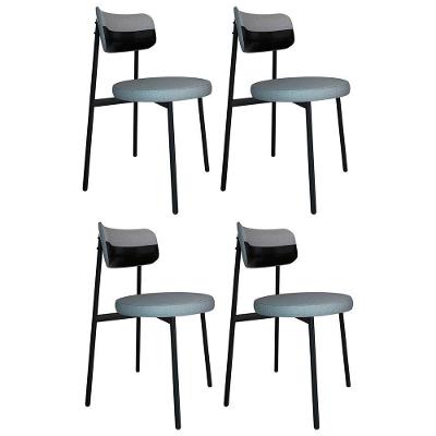Cadeira De Jantar Estofada Kit 4 Nyka M25 Linho Cinza Cl/preto - Mpozenato