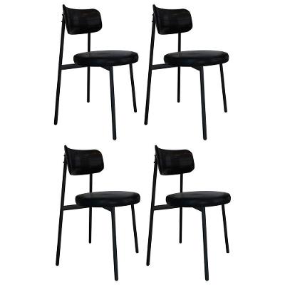 Cadeira De Jantar Estofada Kit 4 Nyka M25 Sintético Preto - Mpozenato