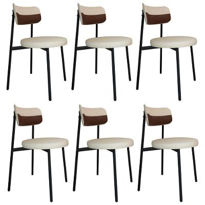 Cadeira De Jantar Estofada Kit 6 Nyka M25 Linho Areia/whisky - Mpozenato