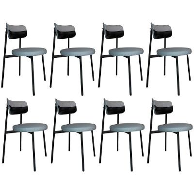 Cadeira De Jantar Estofada Kit 8 Nyka M25 Linho Cinza Cl/preto - Mpozenato
