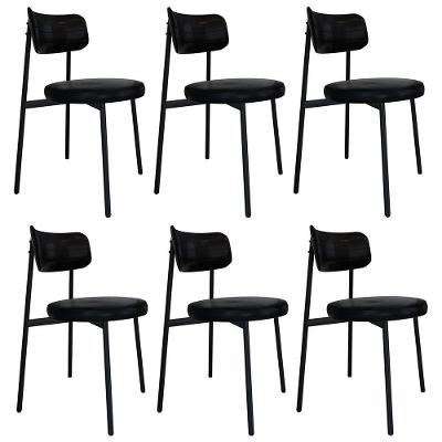 Cadeira De Jantar Estofada Kit 6 Nyka M25 Sintético Preto - Mpozenato