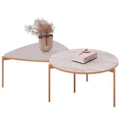 Mesa De Centro Para Sala Pés Metálicos Zira E Nala D04 Bali/quartzo - Mpozenato