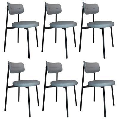 Cadeira De Jantar Estofada Kit 6 Nyka M25 Linho Cinza Cl - Mpozenato