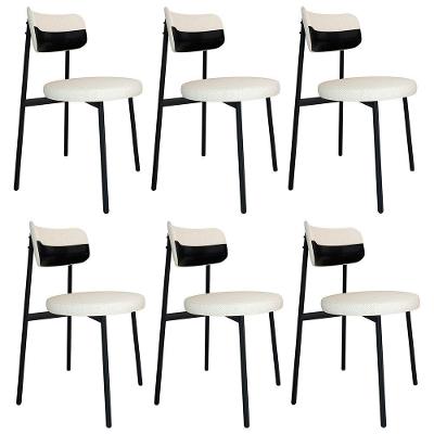 Cadeira De Jantar Estofada Kit 6 Nyka M25 Linho Palha/preto - Mpozenato