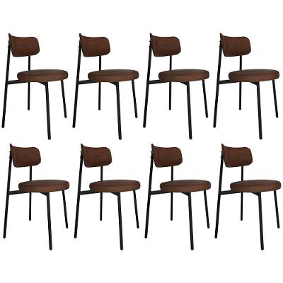 Cadeira De Jantar Estofada Kit 8 Nyka M25 Sintético Whisky - Mpozenato
