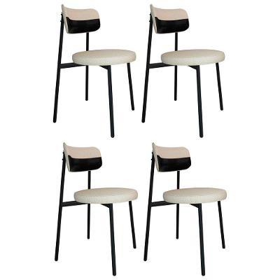 Cadeira De Jantar Estofada Kit 4 Nyka M25 Linho Areia/preto - Mpozenato