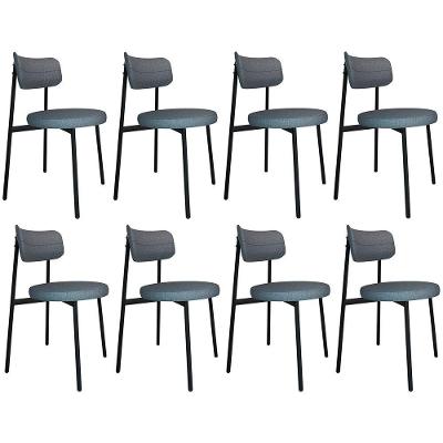 Cadeira De Jantar Estofada Kit 8 Nyka M25 Linho Cinza - Mpozenato