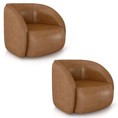 Poltrona Para Sala Orgânica Kit 2 Zion M22 Sintético Caramelo - Mpozenato