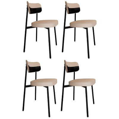 Cadeira De Jantar Estofada Kit 4 Ella M25 Linho Areia/preto - Mpozenato