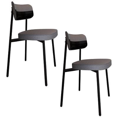 Cadeira De Jantar Estofada Kit 2 Ella M25 Linho Cinza/preto - Mpozenato