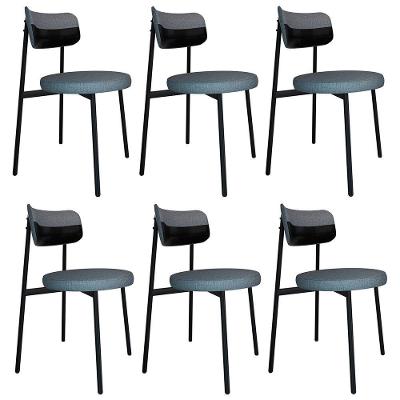 Cadeira De Jantar Estofada Kit 6 Nyka M25 Linho Cinza/preto - Mpozenato