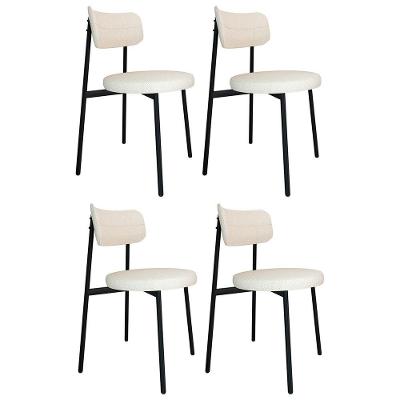Cadeira De Jantar Estofada Kit 4 Nyka M25 Linho Palha - Mpozenato