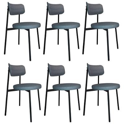 Cadeira De Jantar Estofada Kit 6 Nyka M25 Linho Cinza - Mpozenato