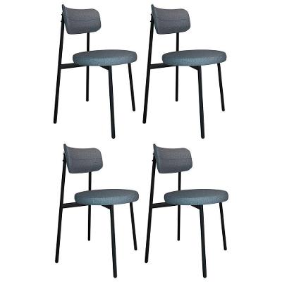 Cadeira De Jantar Estofada Kit 4 Nyka M25 Linho Cinza - Mpozenato