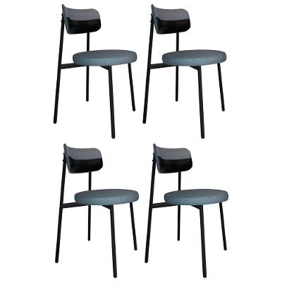 Cadeira De Jantar Estofada Kit 4 Nyka M25 Linho Cinza/preto - Mpozenato