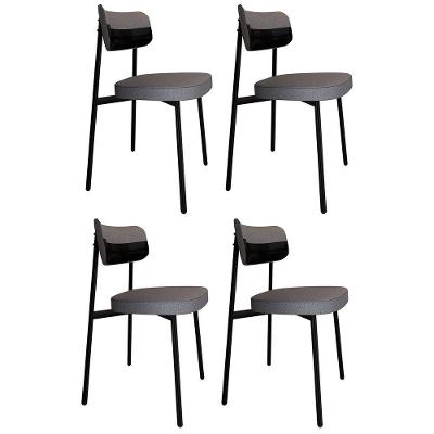 Cadeira De Jantar Estofada Kit 4 Ella M25 Linho Cinza/preto - Mpozenato