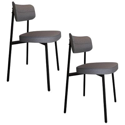 Cadeira De Jantar Estofada Kit 2 Ella M25 Linho Cinza - Mpozenato