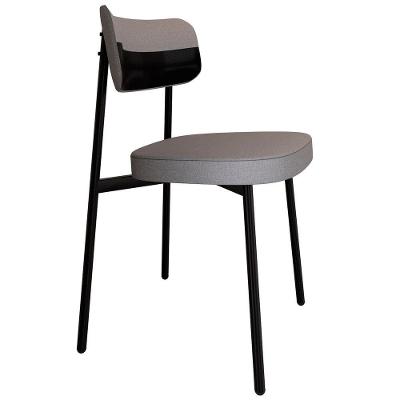 Cadeira De Jantar Estofada Fixa Ella M25 Linho Cinza Cl/preto - Mpozenato