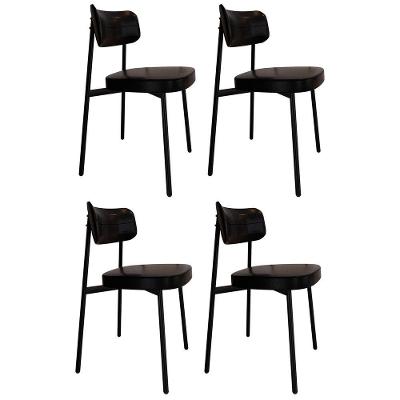 Cadeira De Jantar Estofada Kit 4 Ella M25 Sintético Preto - Mpozenato