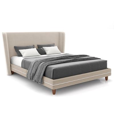 Cama King 195cm Com Cabeceira Many P02 Veludo Bege - Mpozenato