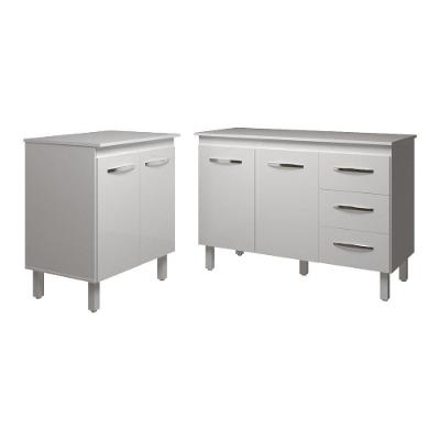 Balcão Para Microondas Ou Forno Branco E Armário Bruna 118 Cm Cozinha Gabinete Branco Com Tampo Tampão Branco