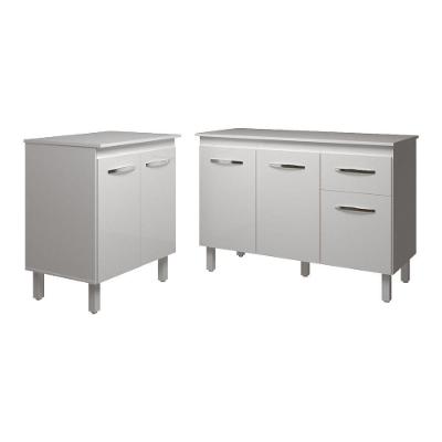 Balcão Para Microondas Ou Forno Branco E Armário Aline 118 Cm Cozinha Gabinete Branco Com Tampo Tampão Branco