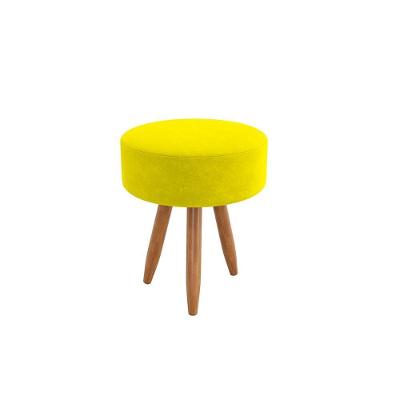 Puff Redondo Estilo Sala Jantar Escritório Moderno Amarelo