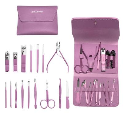 Kit Manicure 16 Peças Bolsa Dobrável Profissional Resistente Roxo