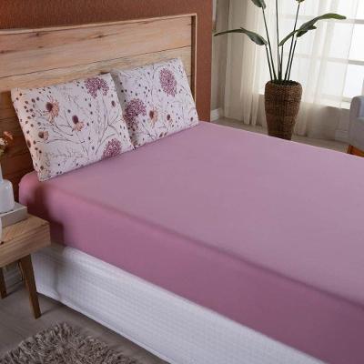 Jogo De Lençol Dallas Soft Casal 3 Peças Malha 100% Algodão - Floral Rosa