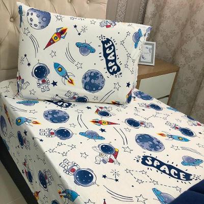 Jogo De Lençol Fantasy Infantil Solteiro 02 Peças Malha 100% Algodão - Astronauta Space
