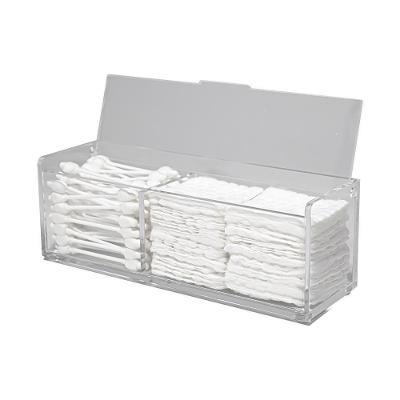 Porta Cotonete Algodão Organizador Acrílico 4mm Com Tampa Higiene Banheiro Cosméticos Transparente