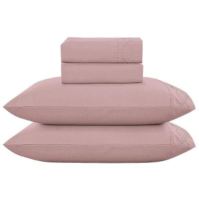 Jogo Lençol Queen Amore Bordado 4pç 100% Poliéster - Rosé