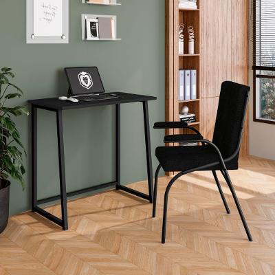 Escrivaninha Dobrável Portátil Multifuncional Estilo Industrial Preto