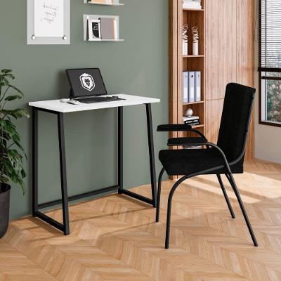 Escrivaninha Computador Dobrável Escritório Home Office Fit Preto/branco
