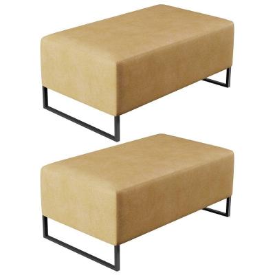 Kit 02 Puffs Decorativo Para Sala De Estar Cléo W01 Base De Ferro 90 Cm Couríssimo Fendi - Lyam Decor