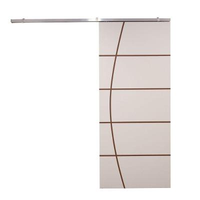 Porta De Correr Branco Prime Frisada Kit Alumínio F01 - 210x100