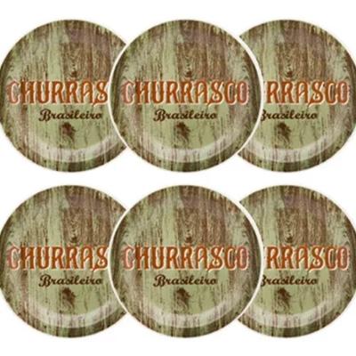 Kit Jogo Conjunto 6 Pratos Rasos Churrasco Verde 26cm - Oxford