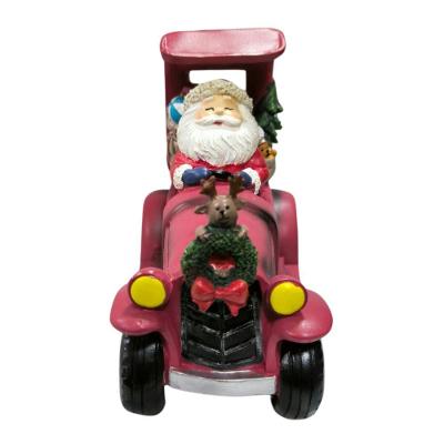 Enfeite Carro Papai Noel Resina Vermelho
